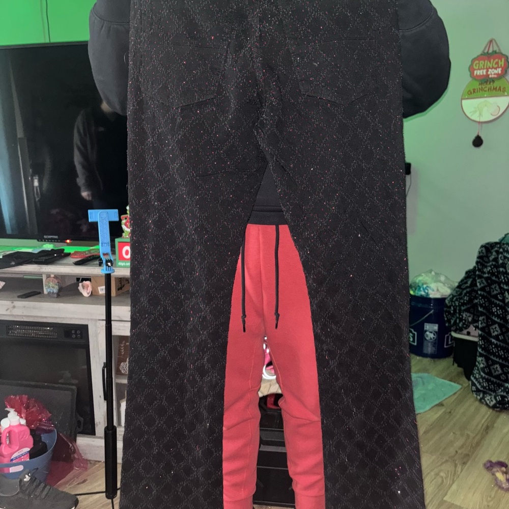Men's Black Jeans with Red Accents - Picture 5 of 5